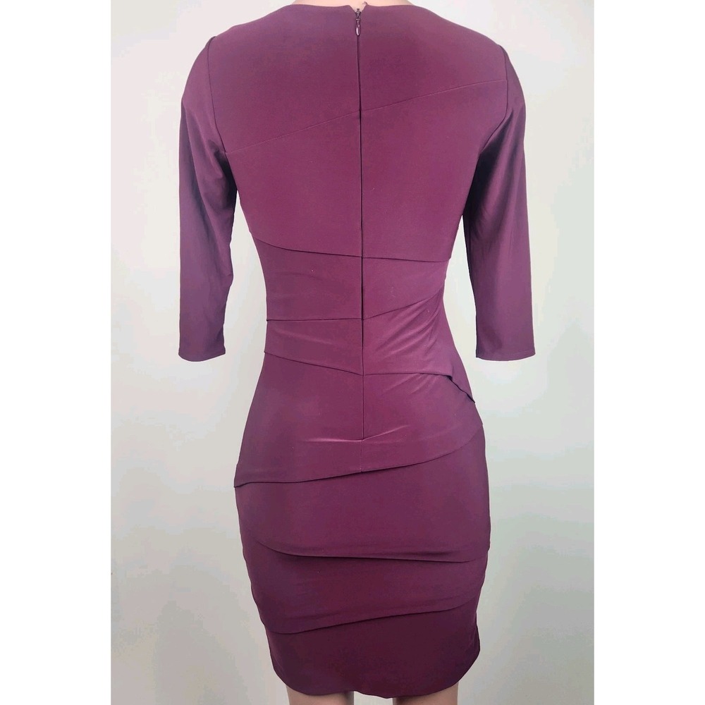 White House Black‎ Market BURGUNDY SQUARE NECK TIERED SLIMMING DRESS  Size 2 - Picture 3 of 6